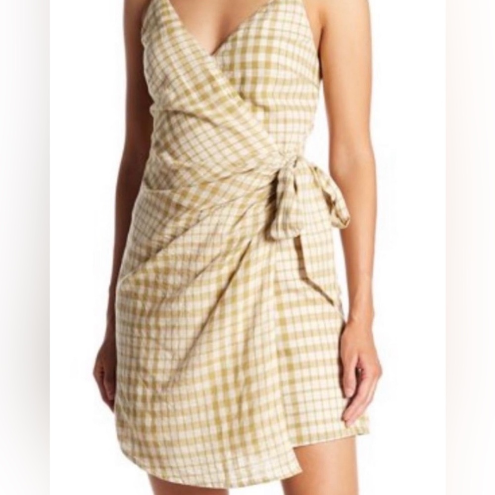 Free People Nodia Mini Wrap check plaid Dress sz 2